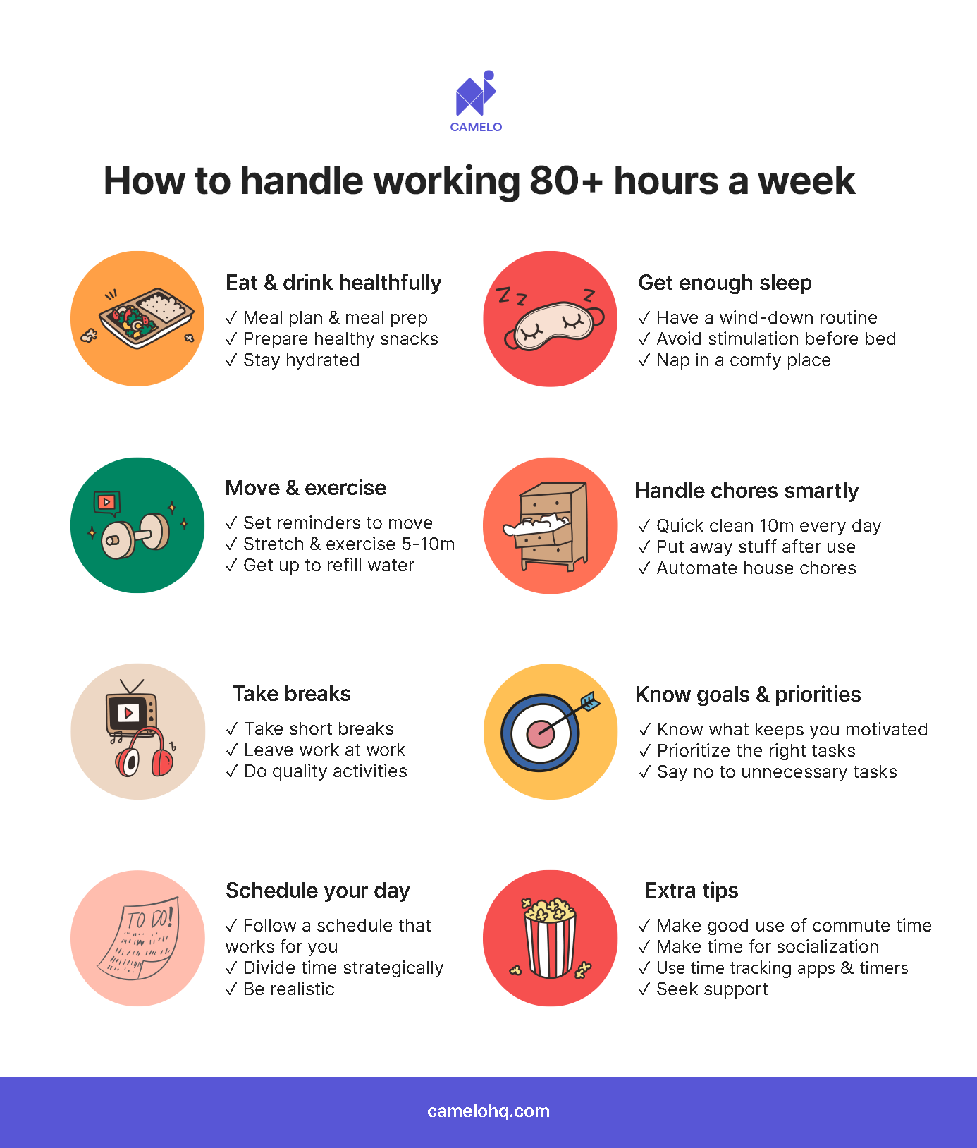How to Work 80+ Hours a Week & Still Stay Healthy The Camelo Blog