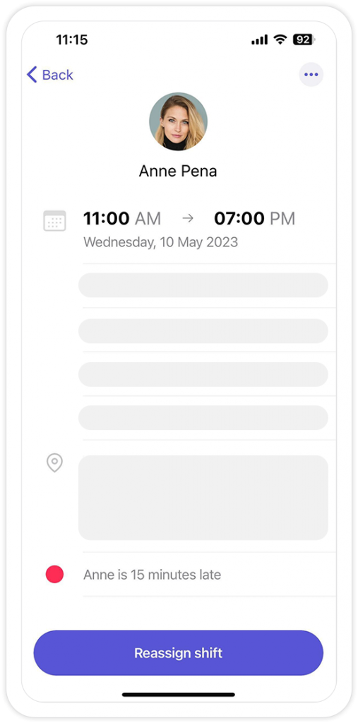 reassign a shift on Camelo scheduling software in unexpected situations