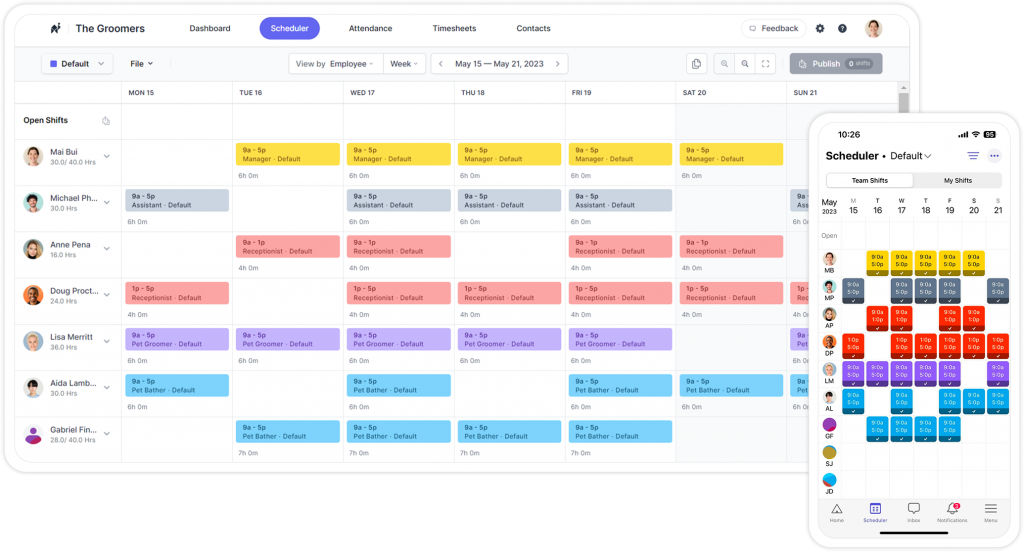 Camelo scheduling software on desktop and phone