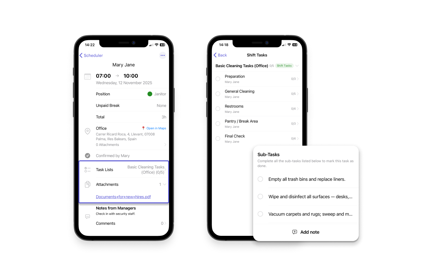 Camelo task lists for cleaning business
